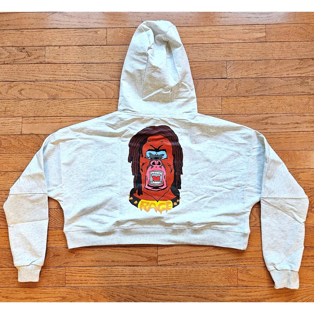 Women's RAGE Cropped Hoodie & Joggers Set S/M • Lightweight • Back Graphic • NWT